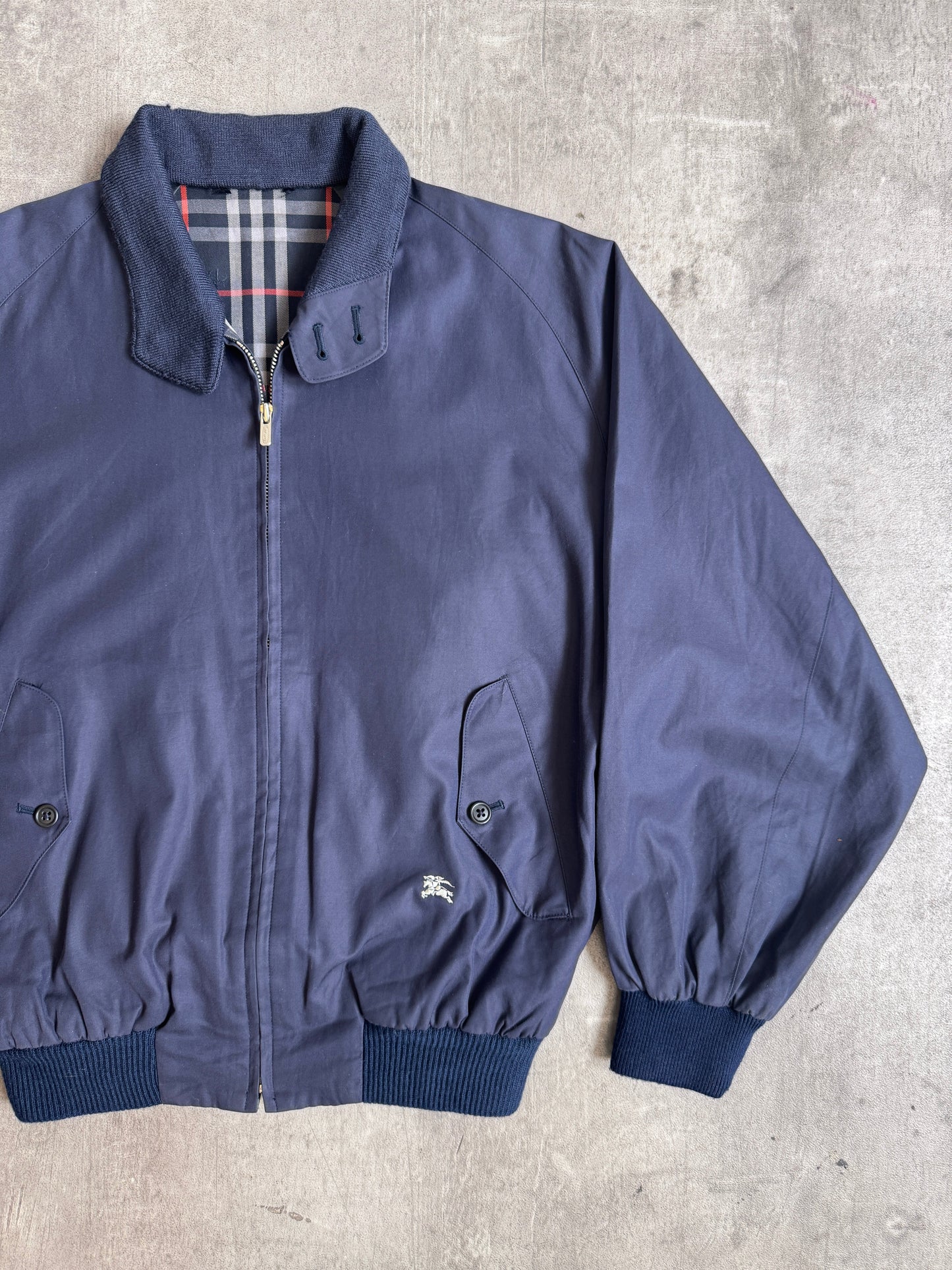 Burberry Navy Hip Logo Nova Check Lined Blouson