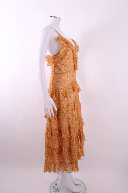 Maje Paisley Print Frill Dress Orange 36 | Default Title, Orange