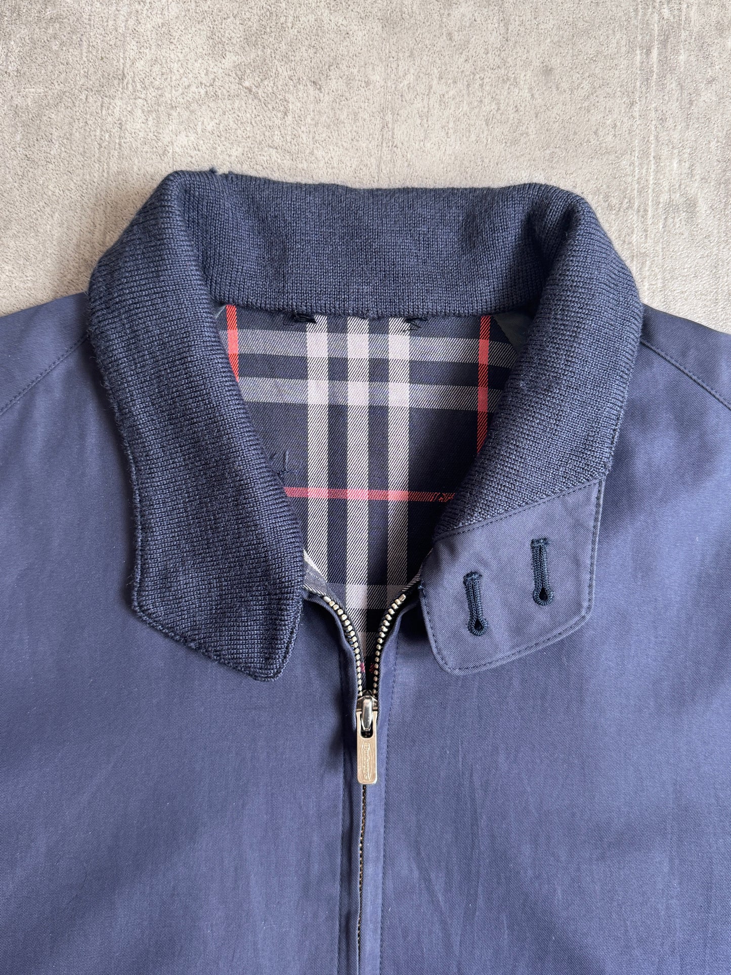 Burberry Navy Hip Logo Nova Check Lined Blouson