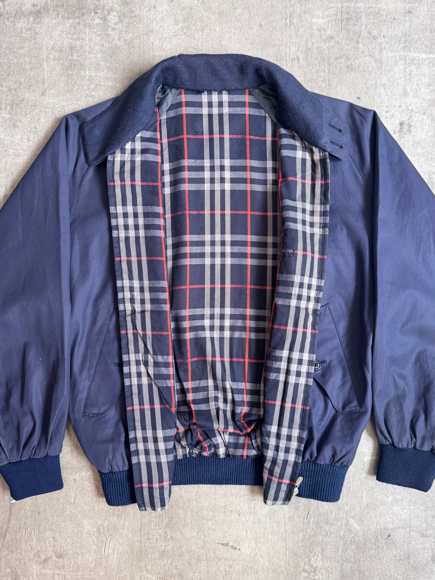 Burberry Navy Hip Logo Nova Check Lined Blouson