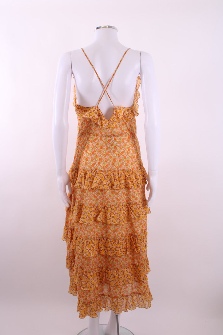 Maje Paisley Print Frill Dress Orange 36 | Default Title, Orange