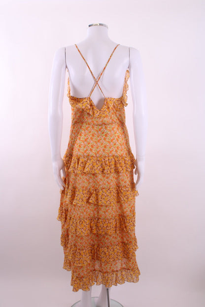 Maje Paisley Print Frill Dress Orange 36 | Default Title, Orange