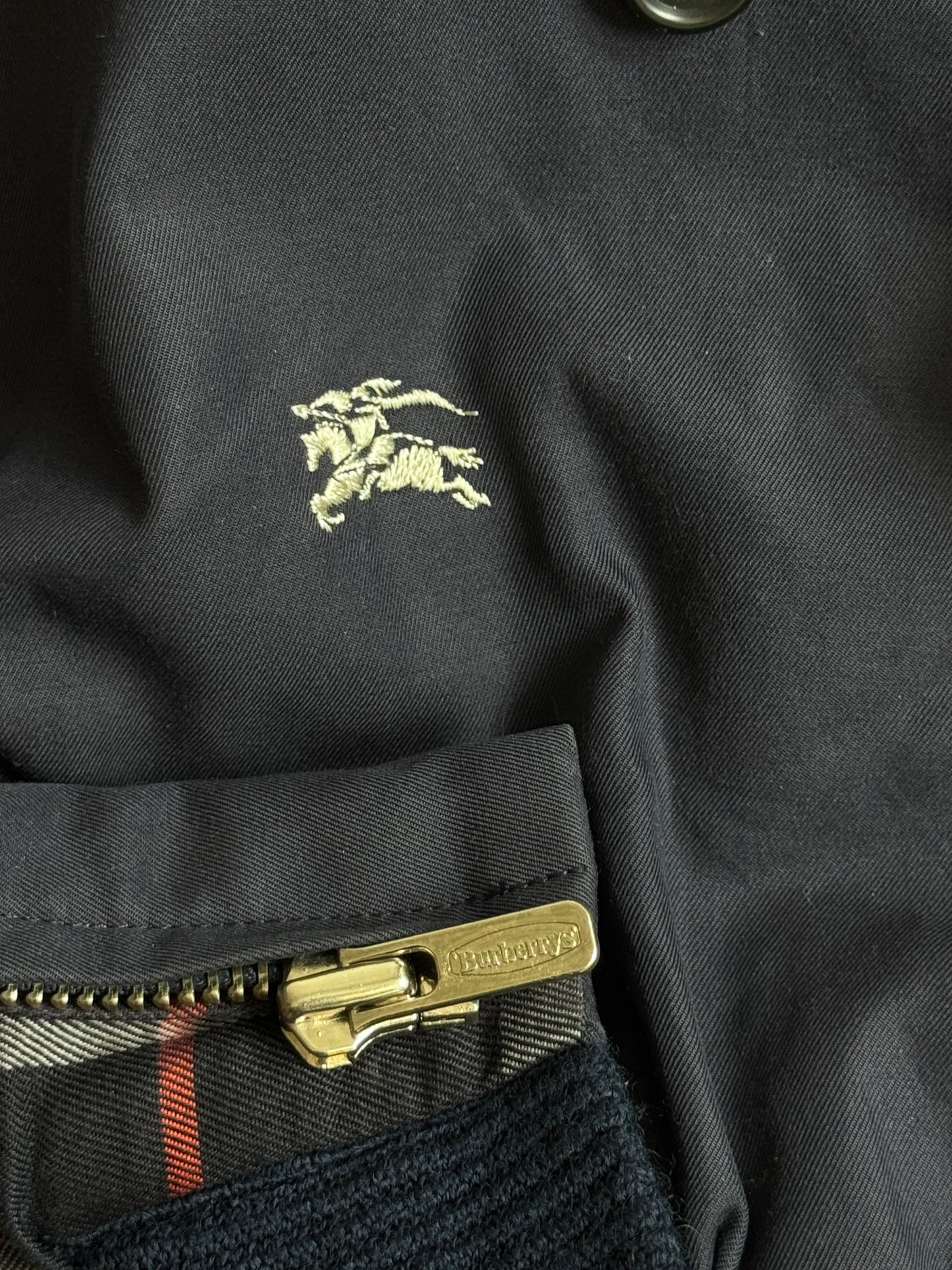 Burberry Navy Hip Logo Nova Check Lined Blouson