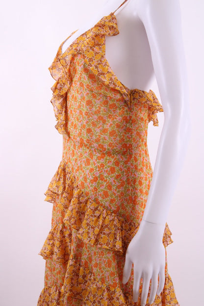 Maje Paisley Print Frill Dress Orange 36 | Default Title, Orange