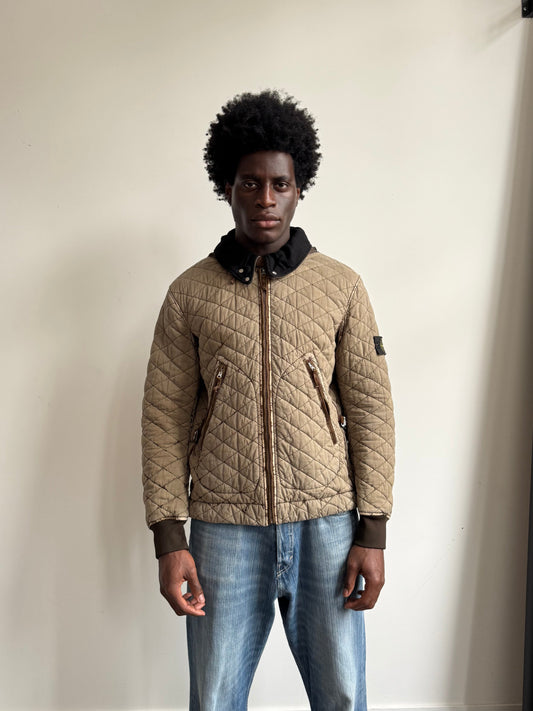 A/W 2010 Stone Island Khaki Diamond Quilted Jacket | Medium