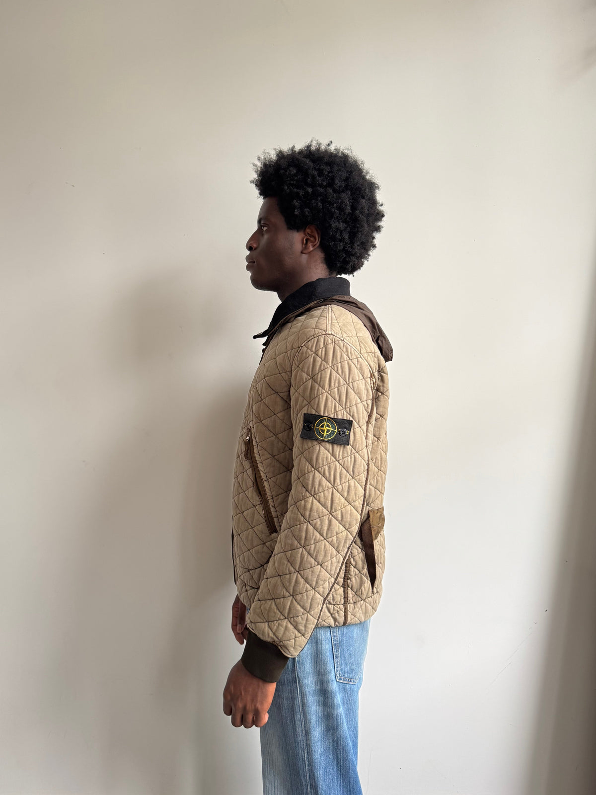 A/W 2010 Stone Island Khaki Diamond Quilted Jacket | Medium