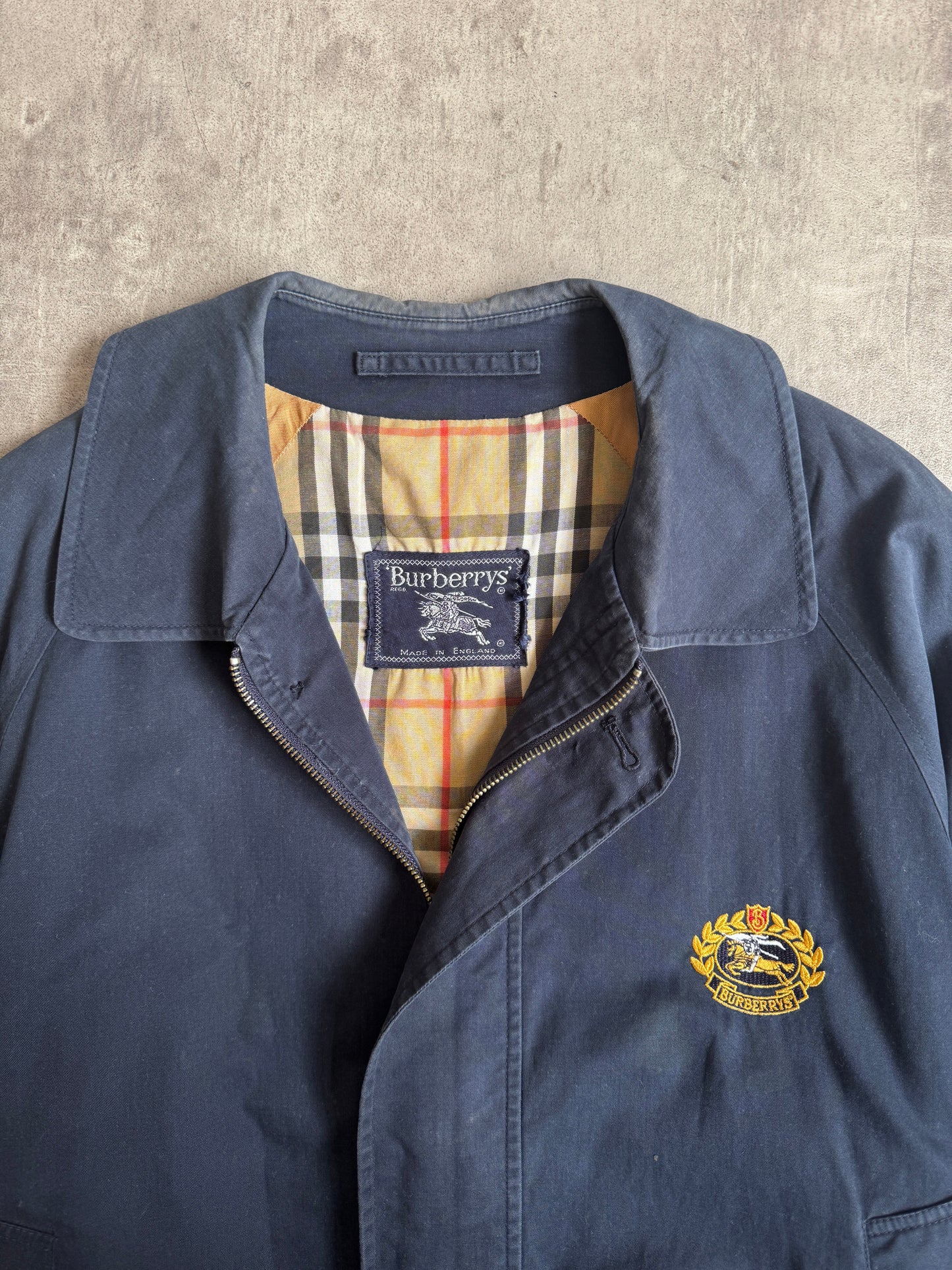 Burberry Navy Nova Lined Badge Logo Box Work Jacket