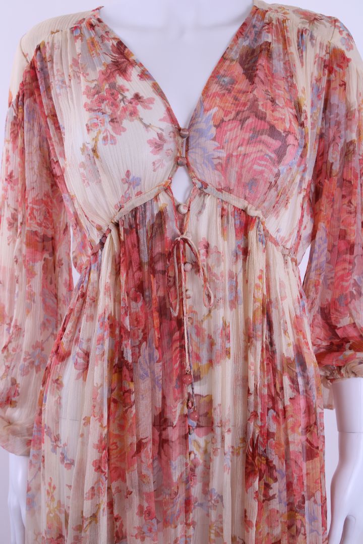 Zimmermann L/S Floral Dress Cream/ Orange 10 | Default Title, Cream
