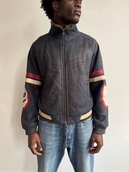 A/W 2004 Armani Jeans Suede Flight Jacket (sold as seen) | Medium, Navy