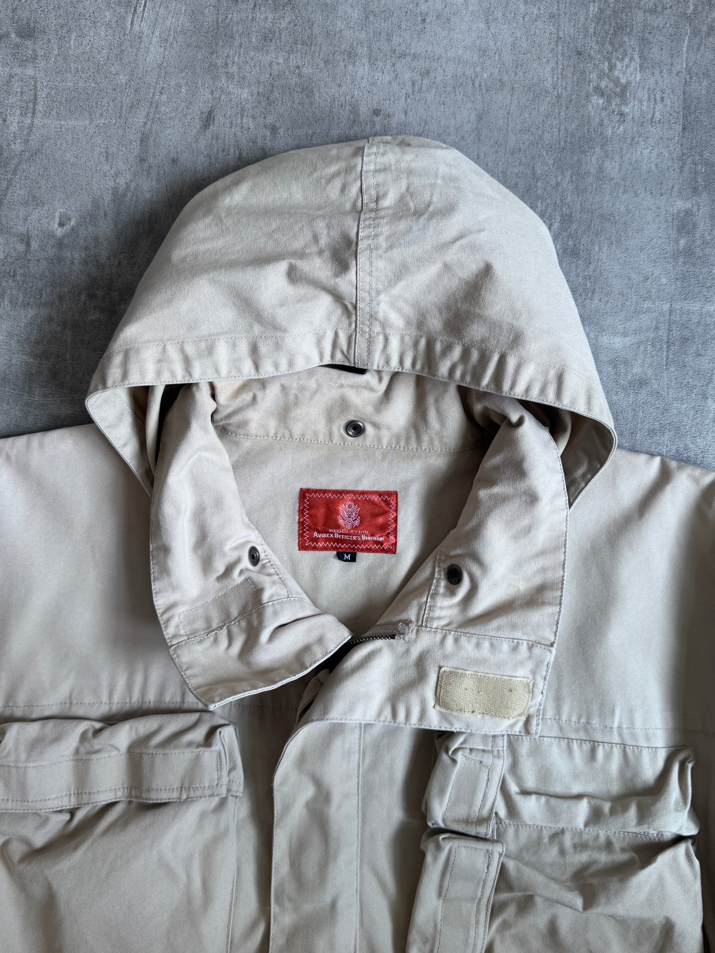 Avirex Drill Cotton Beige Multipocket Parka Jacket