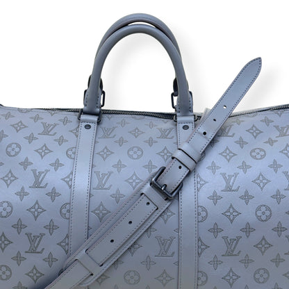 LOUIS VUITTON KEEPALL BANDOULIÈRE SHADOW MONOGRAM DUFFLE BAG ANTHRACITE GREY 50 | O/S, Grey
