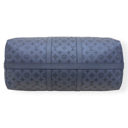 LOUIS VUITTON KEEPALL BANDOULIÈRE SHADOW MONOGRAM DUFFLE BAG ANTHRACITE GREY 50 | O/S, Grey
