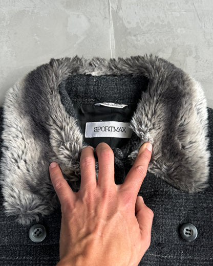 SPORTMAX 90'S WOOL & FAUX FUR CROPPED JACKET - M