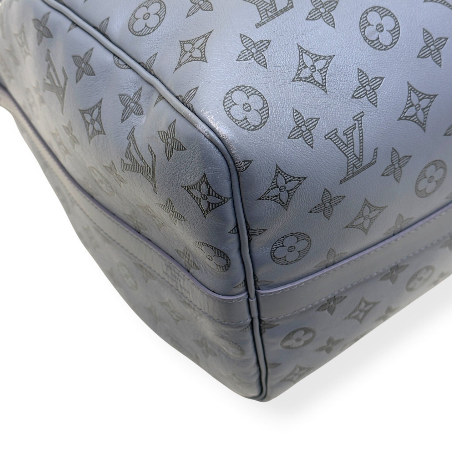 LOUIS VUITTON KEEPALL BANDOULIÈRE SHADOW MONOGRAM DUFFLE BAG ANTHRACITE GREY 50 | O/S, Grey