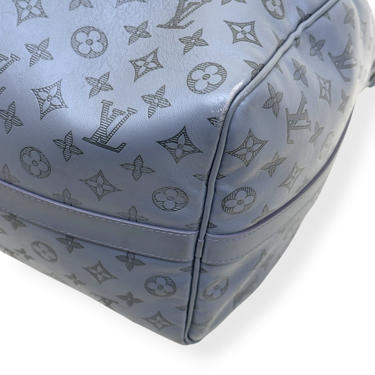 LOUIS VUITTON KEEPALL BANDOULIÈRE SHADOW MONOGRAM DUFFLE BAG ANTHRACITE GREY 50 | O/S, Grey