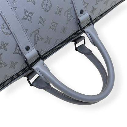 LOUIS VUITTON KEEPALL BANDOULIÈRE SHADOW MONOGRAM DUFFLE BAG ANTHRACITE GREY 50 | O/S, Grey