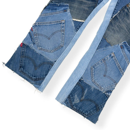 JEANIUS BAR ATELIER PATCHWORK DENIM JEANS 30 / S | Small, Blue