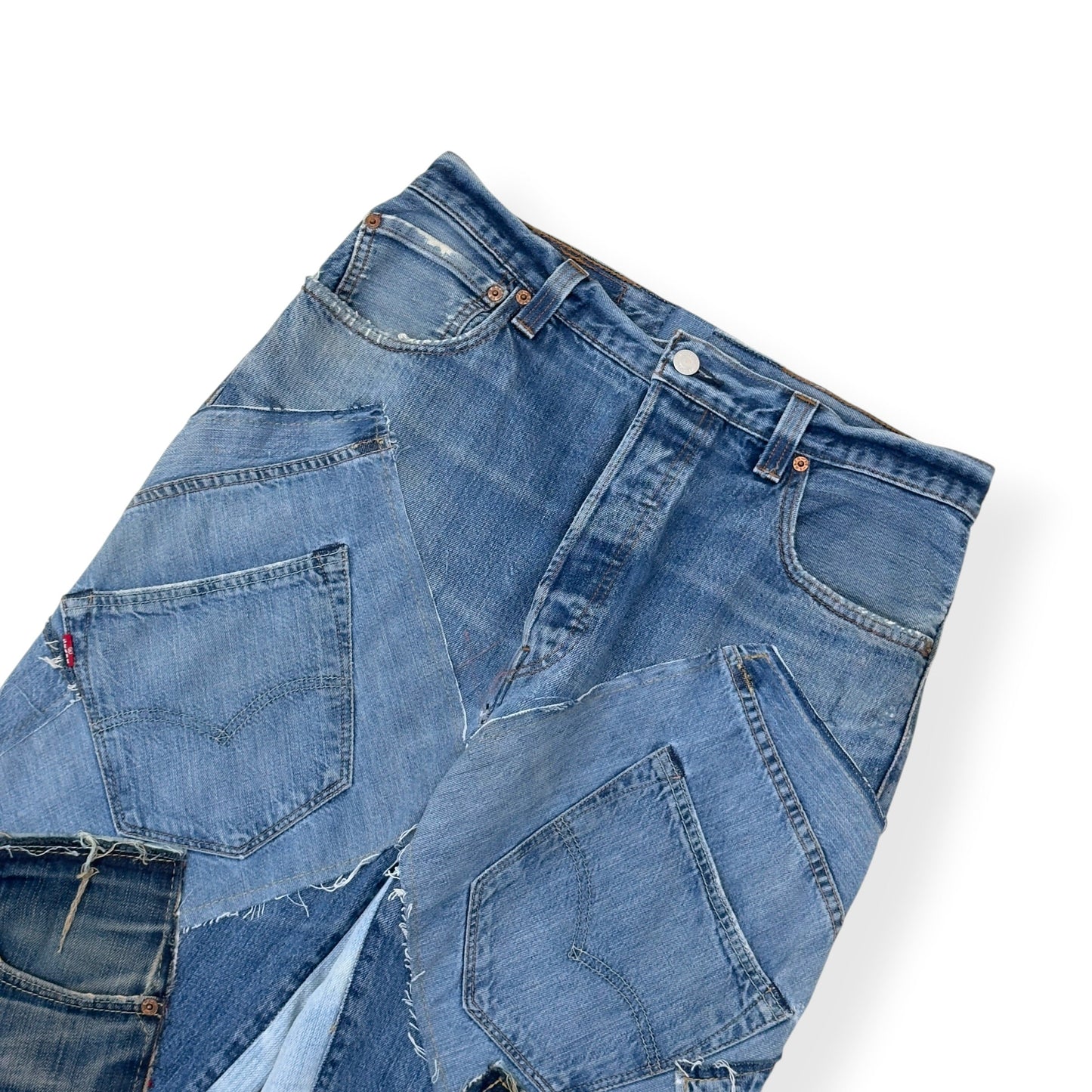 JEANIUS BAR ATELIER PATCHWORK DENIM JEANS 30 / S | Small, Blue