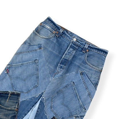 JEANIUS BAR ATELIER PATCHWORK DENIM JEANS 30 / S | Small, Blue