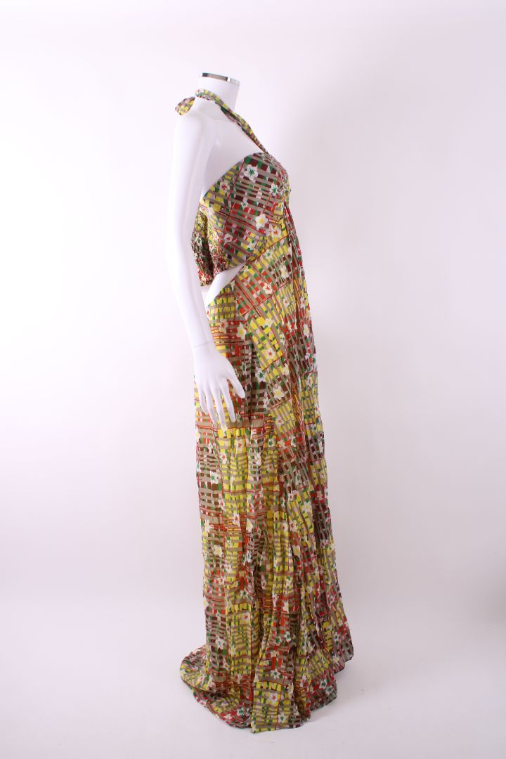 Diane Von Furstenberg Floral Halter Neck Dress Yellow/ Grey XL | Default Title, Grey
