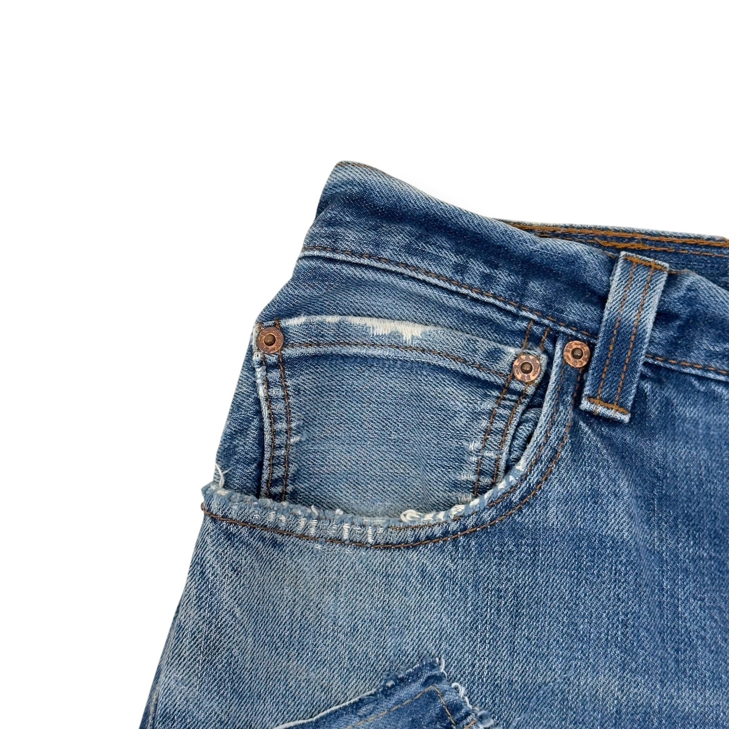 JEANIUS BAR ATELIER PATCHWORK DENIM JEANS 30 / S | Small, Blue