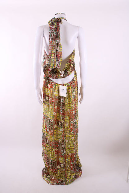 Diane Von Furstenberg Floral Halter Neck Dress Yellow/ Grey XL | Default Title, Grey