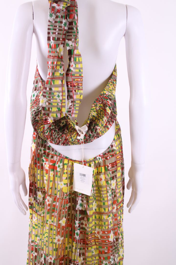 Diane Von Furstenberg Floral Halter Neck Dress Yellow/ Grey XL | Default Title, Grey