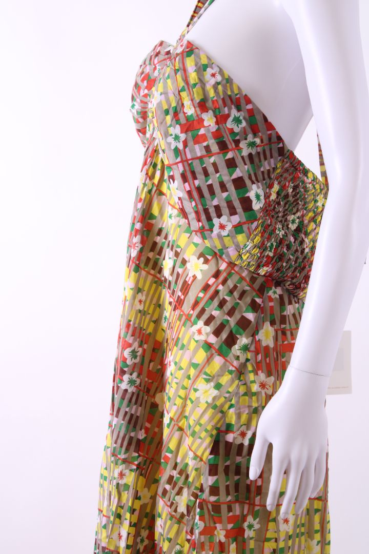Diane Von Furstenberg Floral Halter Neck Dress Yellow/ Grey XL | Default Title, Grey