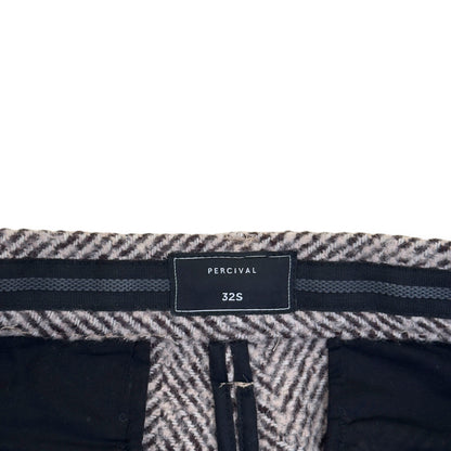 PERCIVAL HERRINGBONE STRAIGHT-LEG WOOL TROUSERS GREY 32 / M | Medium, Grey