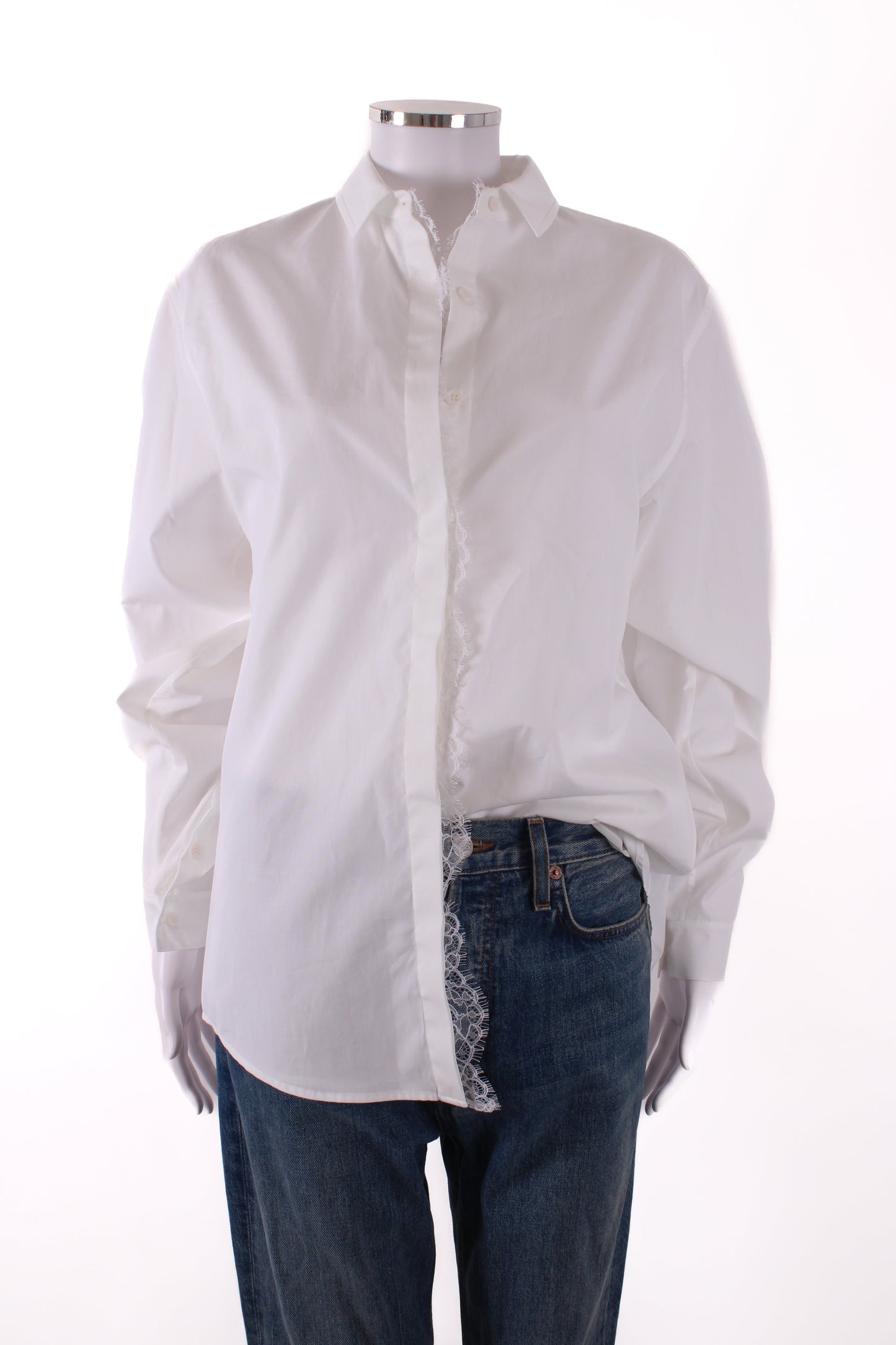 Giambattista Valli L/S Lace Trim Shirt White 8 | Default Title, White