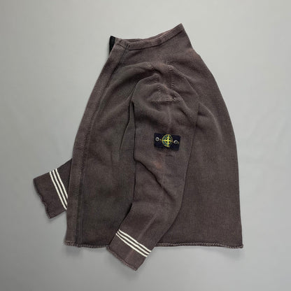 Stone Island Dark Grey Vintage Zip-Through Knit Jumper | X-Large, Grey