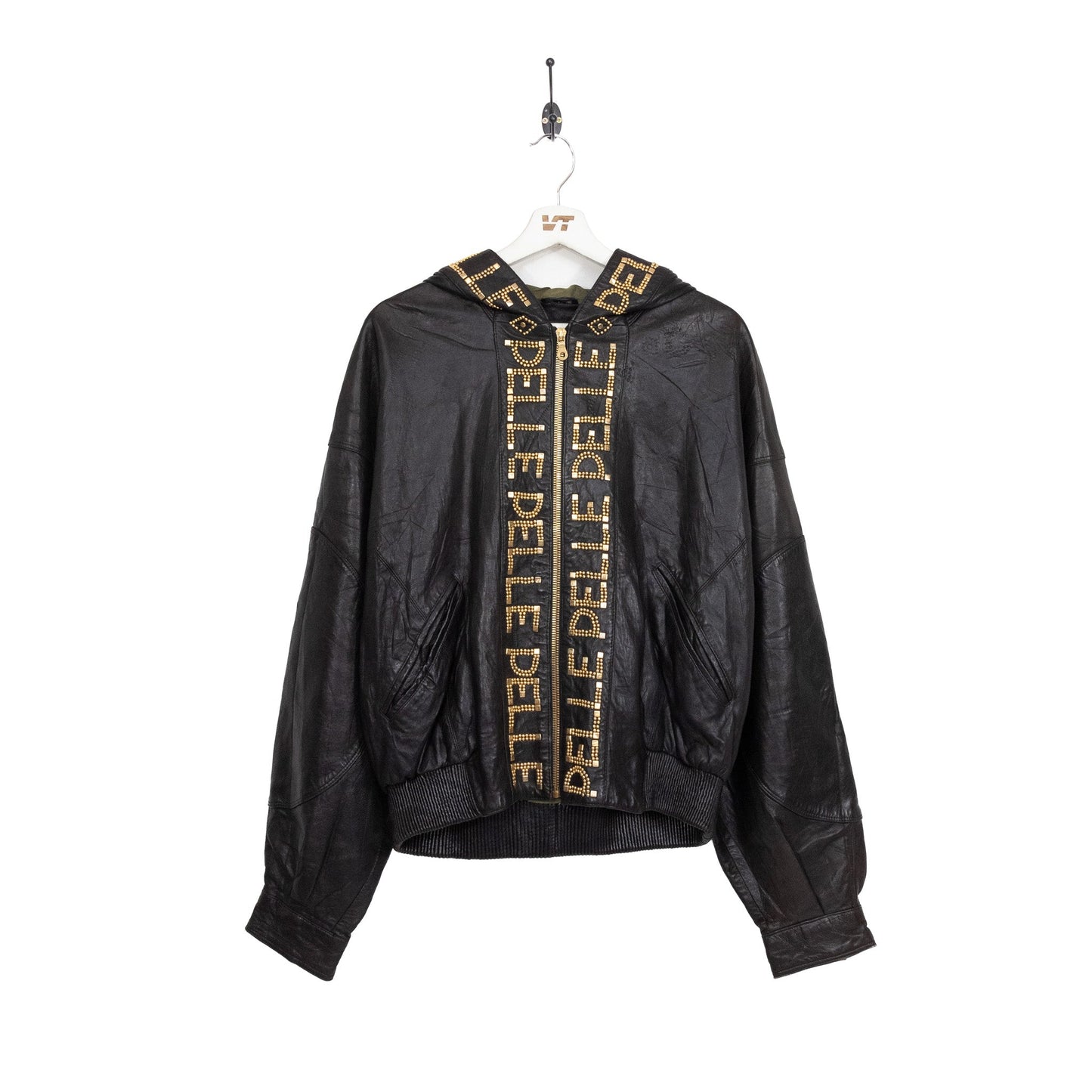 Marc Buchannan Pelle Pelle Vintage Leather Spellout Jacket