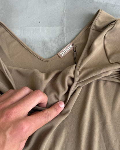 John Galliano Asymmetric Pleated Long Sleeve Top - S/M