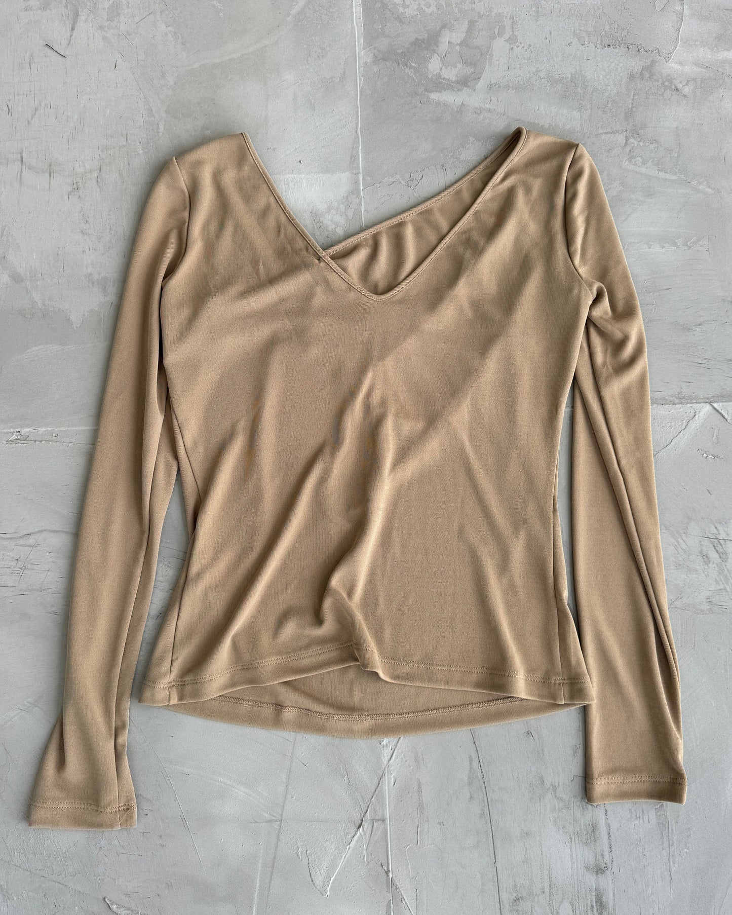 John Galliano Asymmetric Pleated Long Sleeve Top - S/M