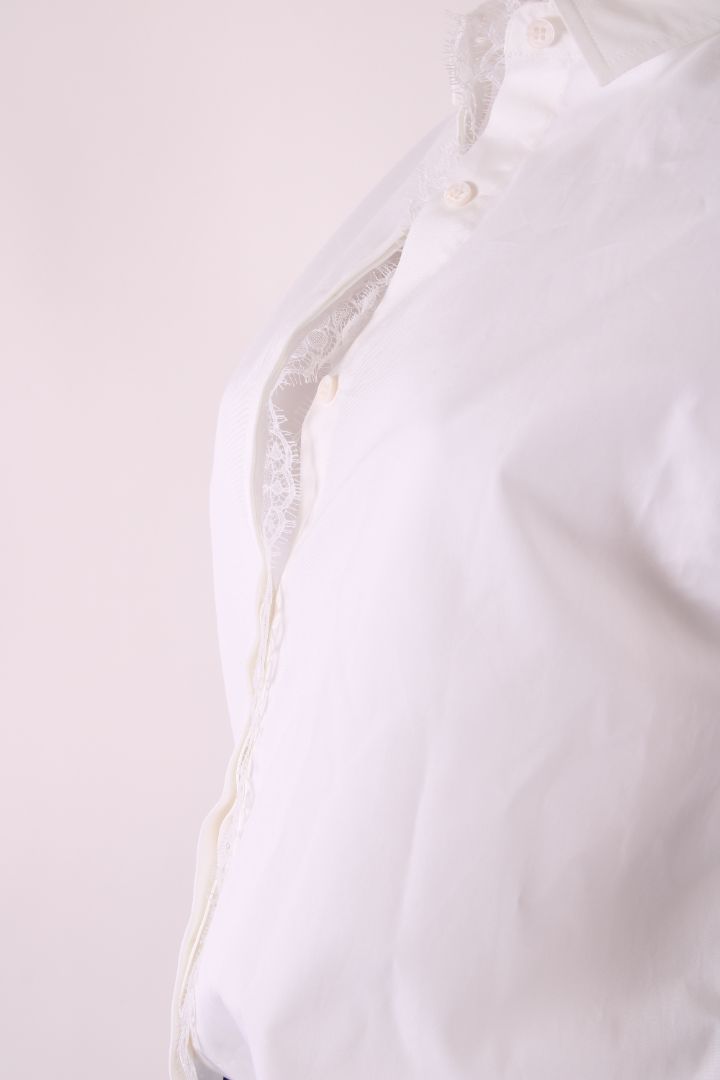 Giambattista Valli L/S Lace Trim Shirt White 8 | Default Title, White