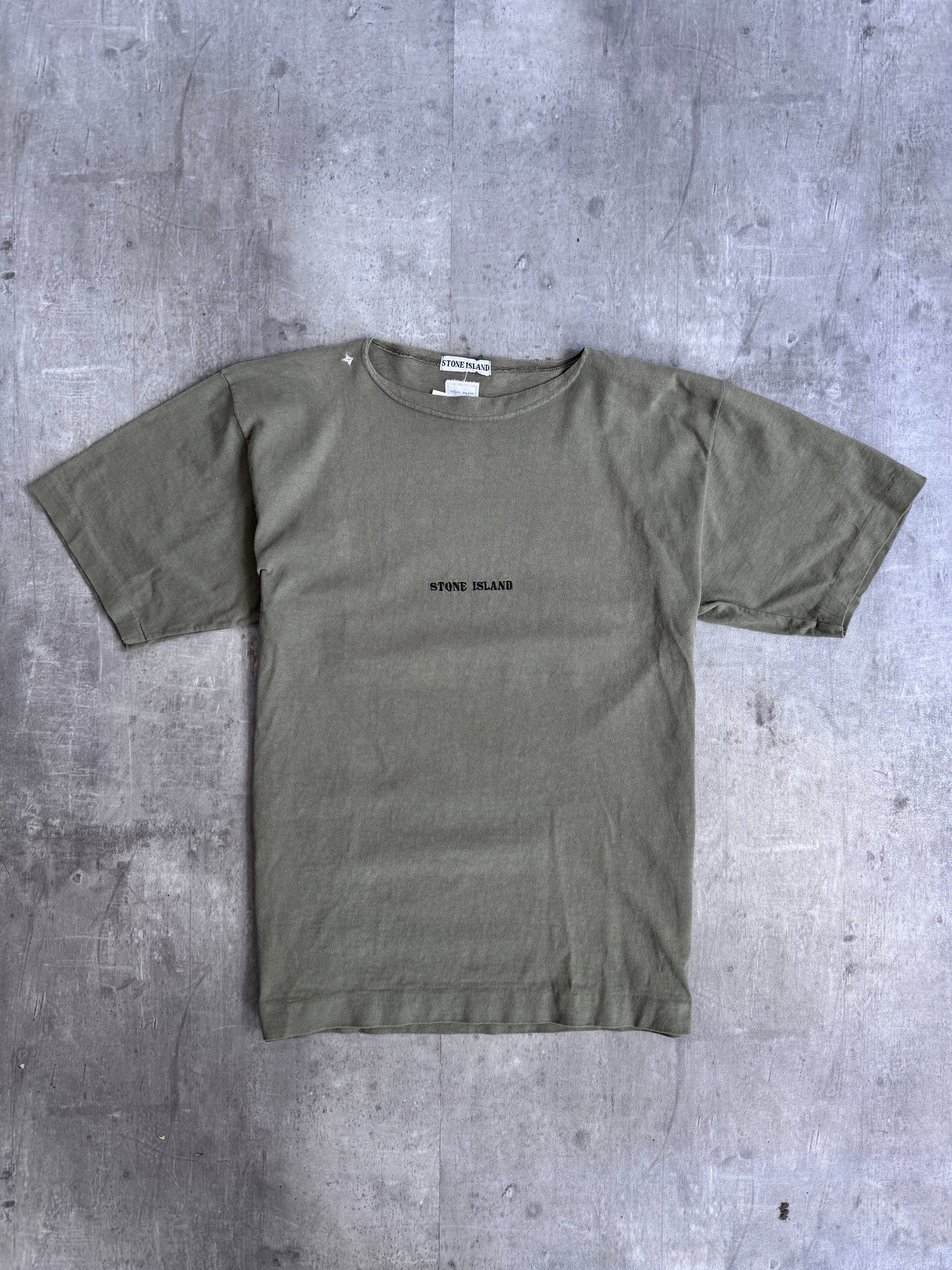 S/S 1987 Stone Island Olive Embroidered Logo Tee