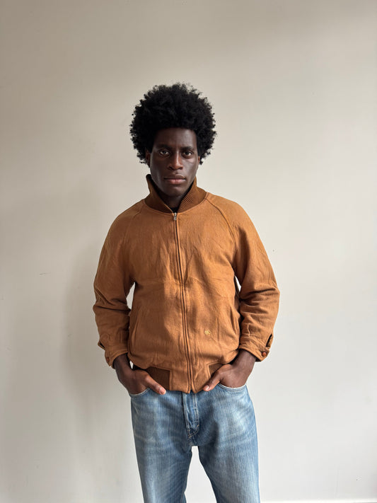 90's Burberry Brown Nova Check Lined Wool Bomber | Large