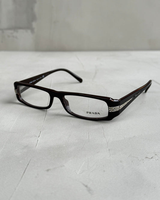 PRADA CLEAR LENS BAYONETTA EYE GLASSES | O/S, Brown