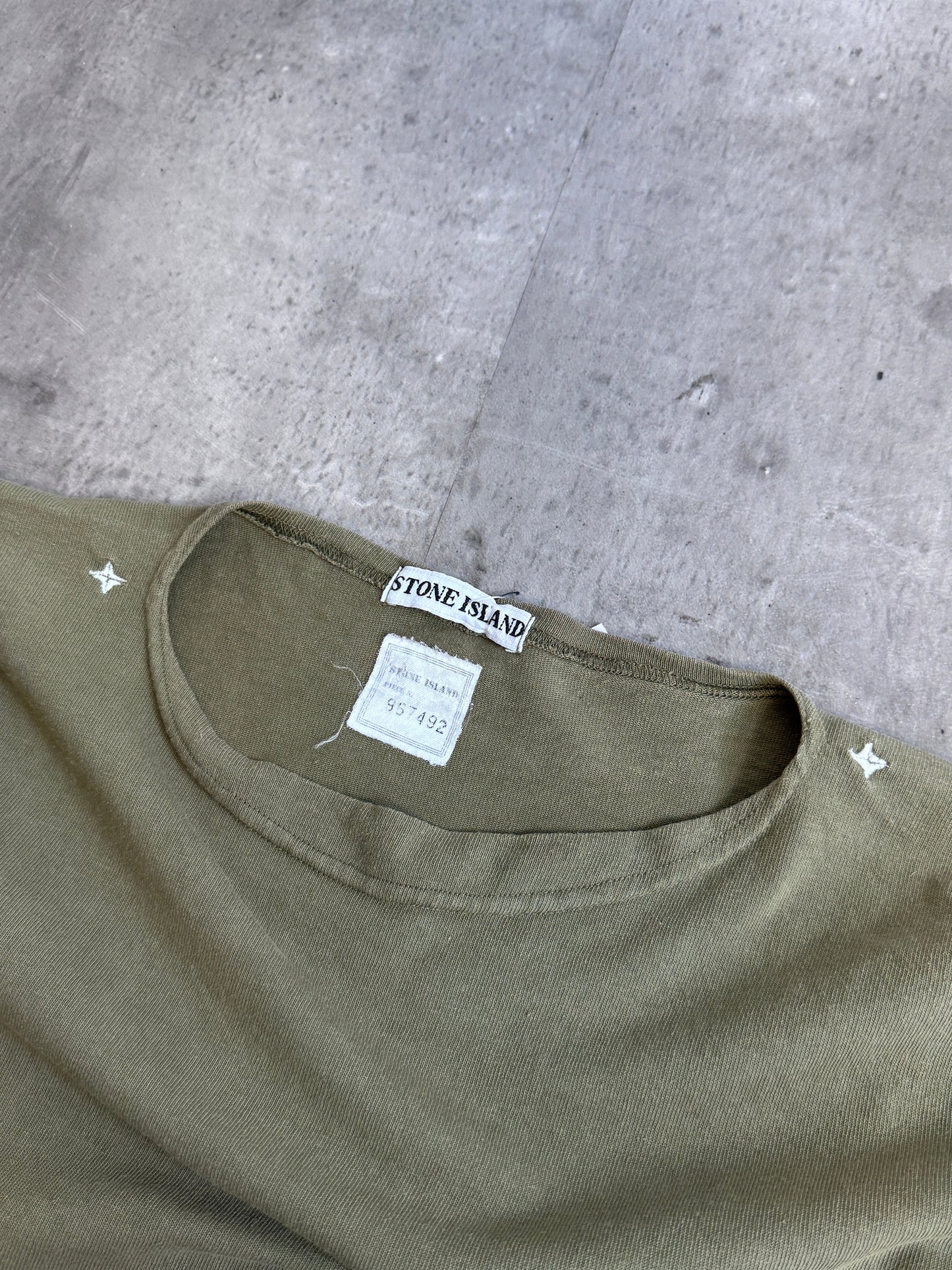S/S 1987 Stone Island Olive Embroidered Logo Tee