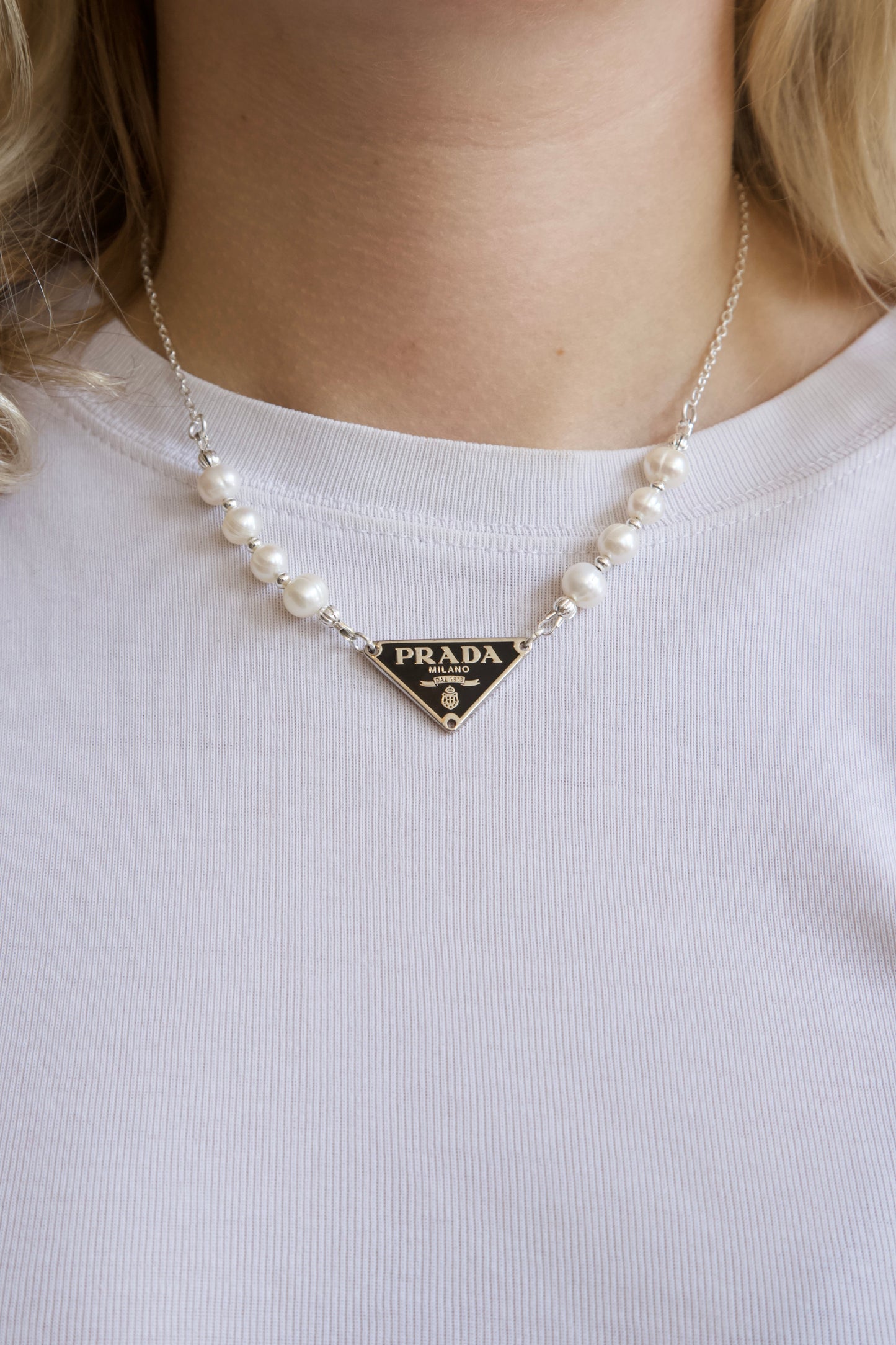 VT Rework: Prada Pearl Silver Necklace