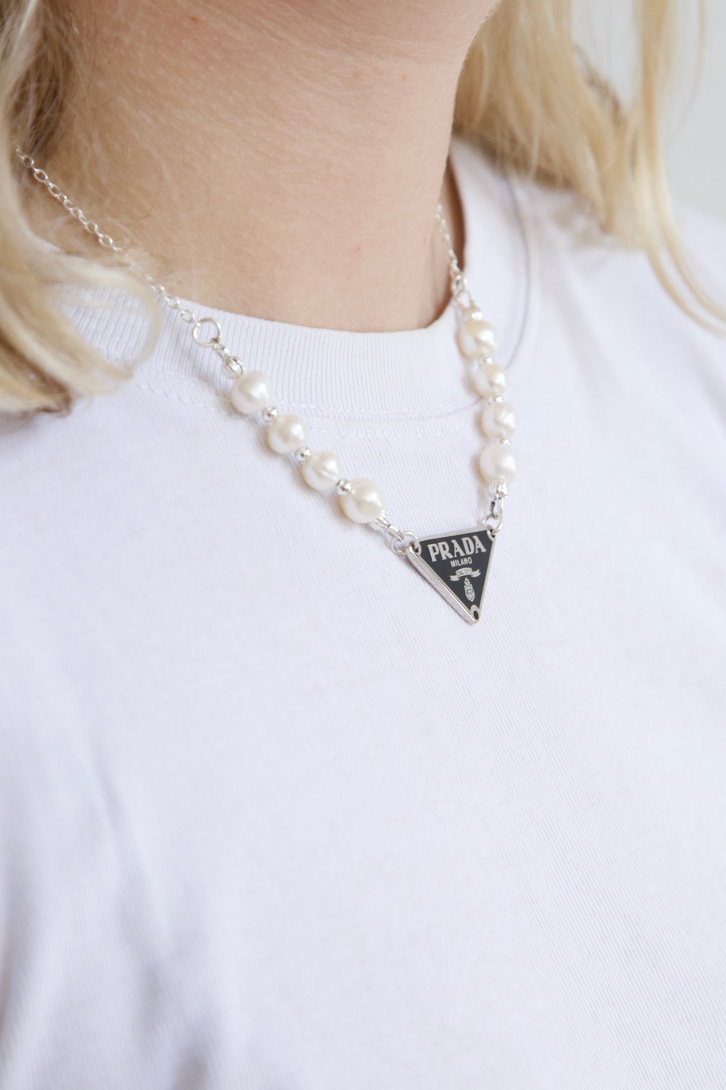 VT Rework: Prada Pearl Silver Necklace