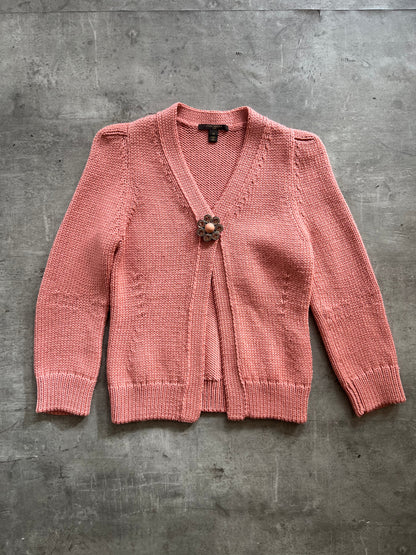 Louis Vuitton Pink Wool Brooch Detail Cardigan FA:276 (SC829) | Small, Pink