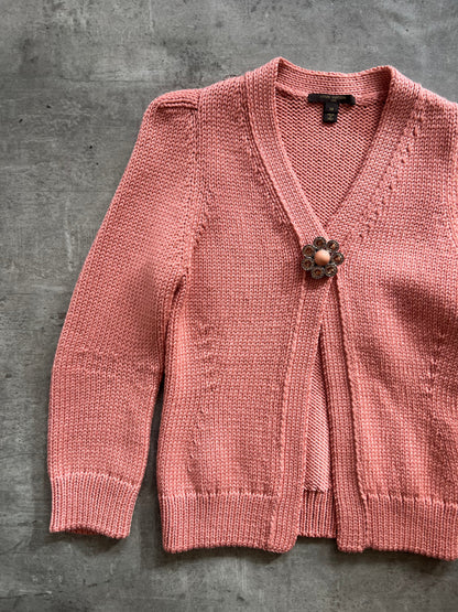 Louis Vuitton Pink Wool Brooch Detail Cardigan FA:276 (SC829) | Small, Pink