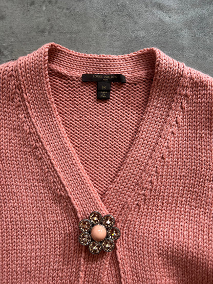Louis Vuitton Pink Wool Brooch Detail Cardigan FA:276 (SC829) | Small, Pink