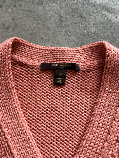 Louis Vuitton Pink Wool Brooch Detail Cardigan FA:276 (SC829) | Small, Pink