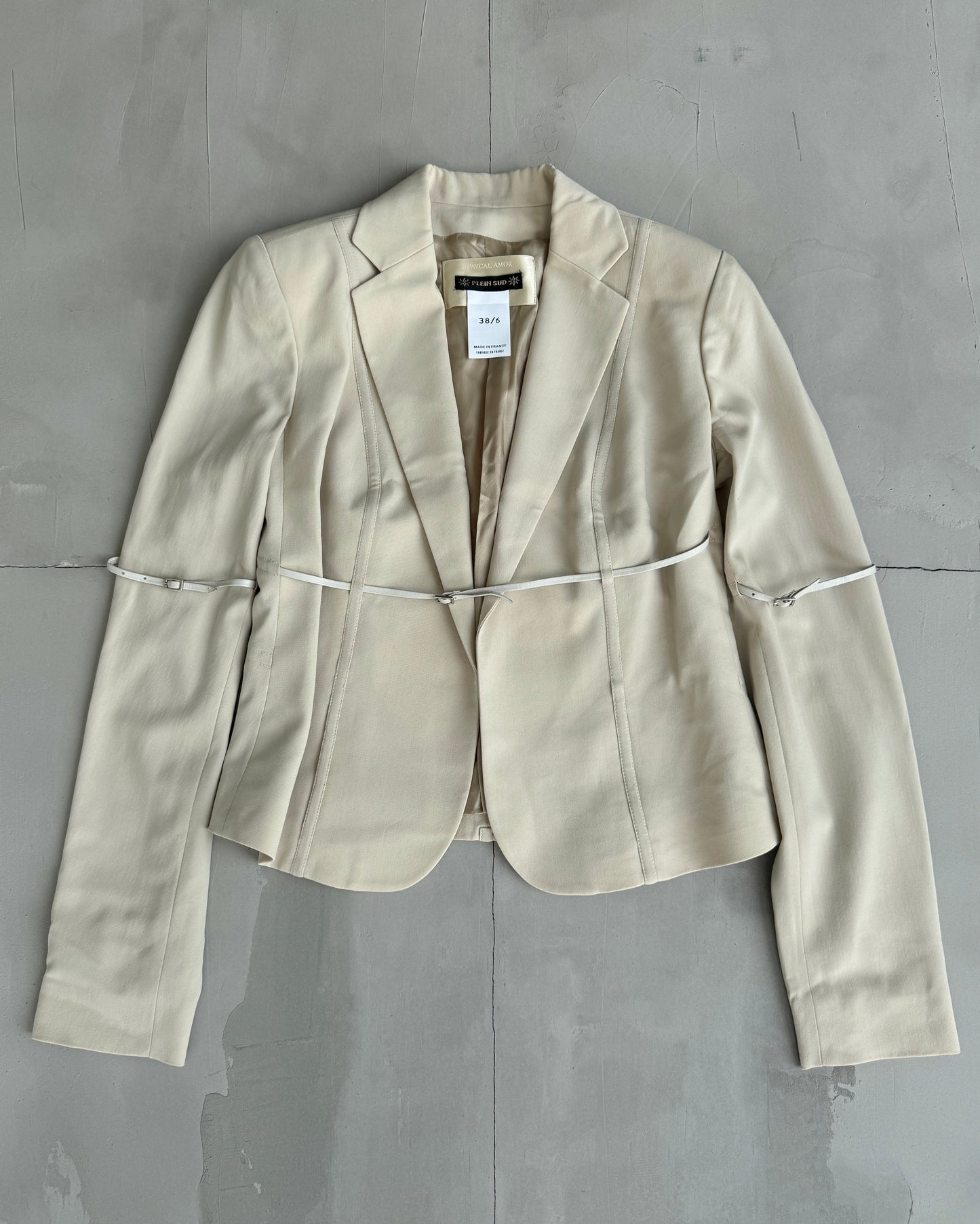 PLEIN SUD FAYCAL AMOR LEATHER BELTED BLAZER - S