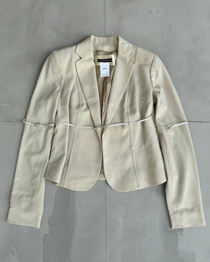 PLEIN SUD FAYCAL AMOR LEATHER BELTED BLAZER - S