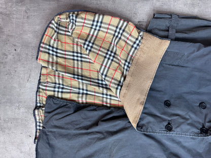 Burberry Distressed Double Breasted Padded Trench Coat