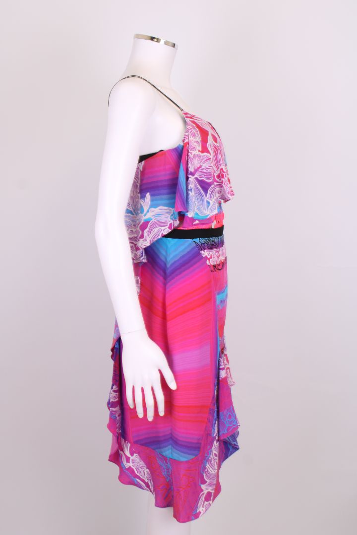Peter Pilotto S/S Print Ruffle Dress Pink/ Blue 10 | Default Title, Blue