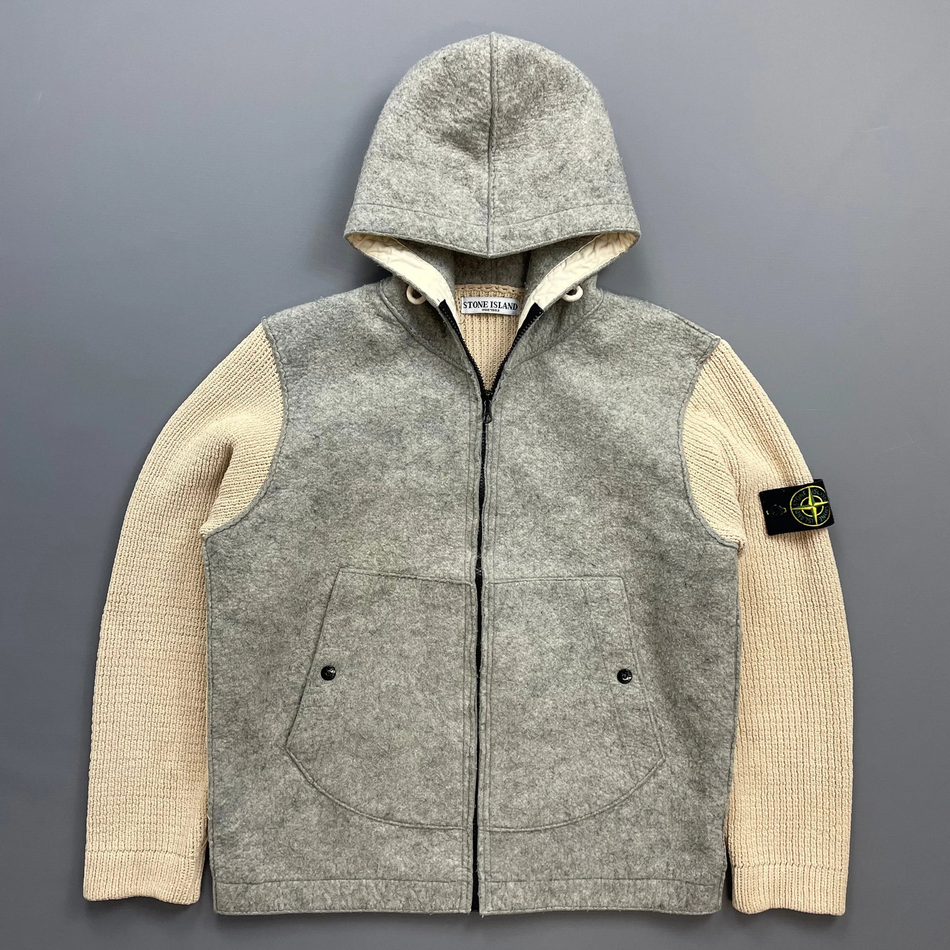 Stone Island Cream Grey AW06 Hybrid Wool Knit Jacket – Known Source